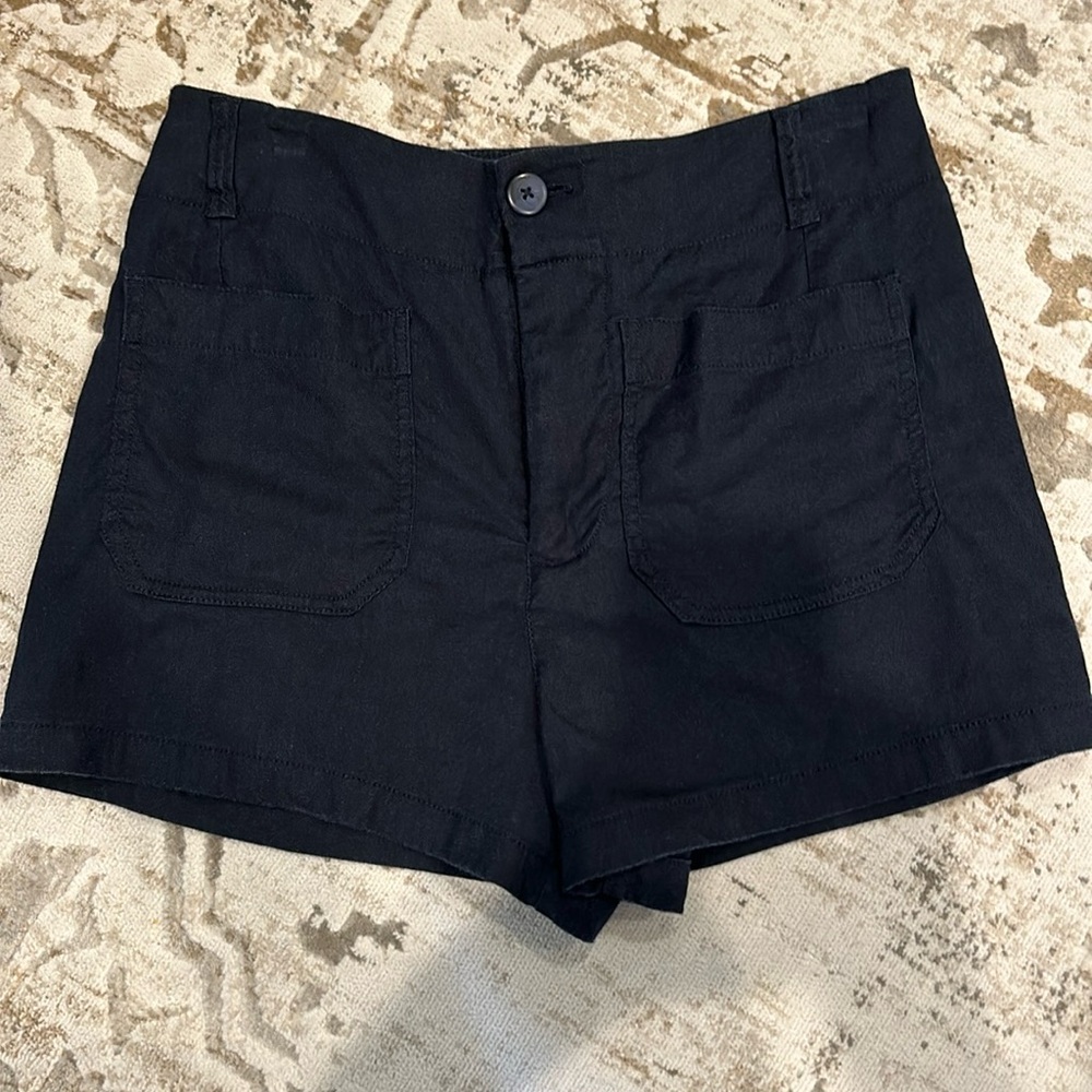 Maeve by Anthropologie High Waist Linen Shorts Navy